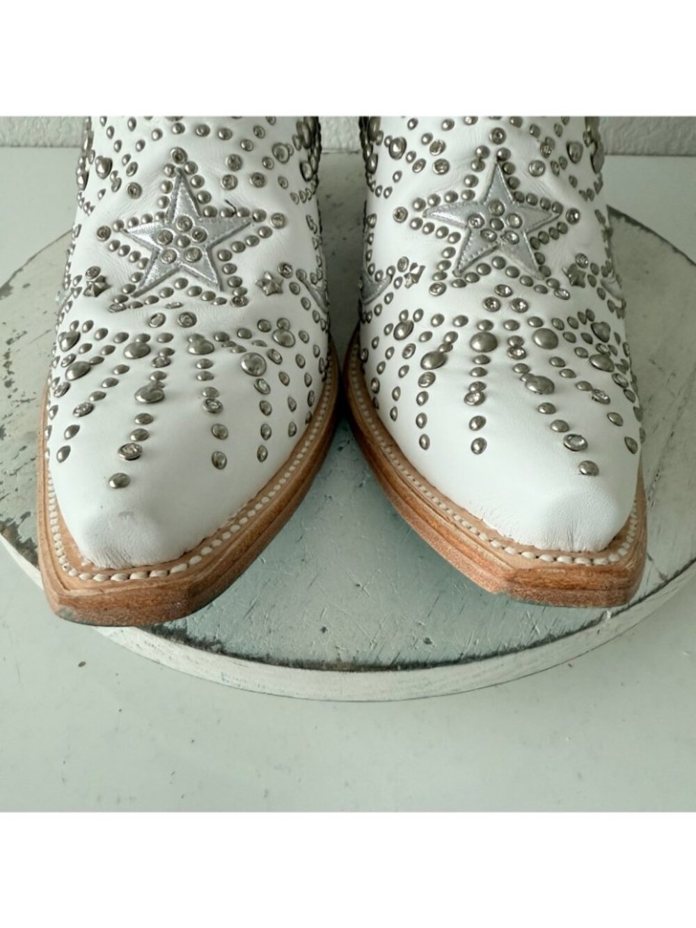 Lane SOLSTICE White Cowboy Boots Embellished Western Cowgirl Tall Snip Toe 11 - Picture 9 of 16